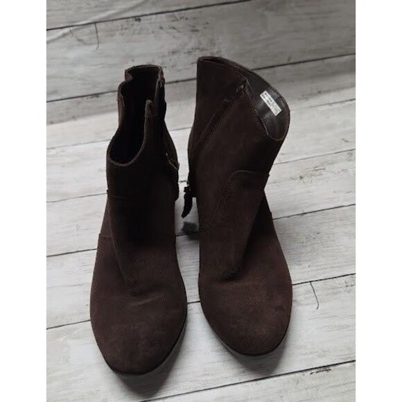 Crocs Shoes - Crocs Leigh Synthetic Suede Wedge Booties Womens Size 9 Brown Ankle Boots 203418